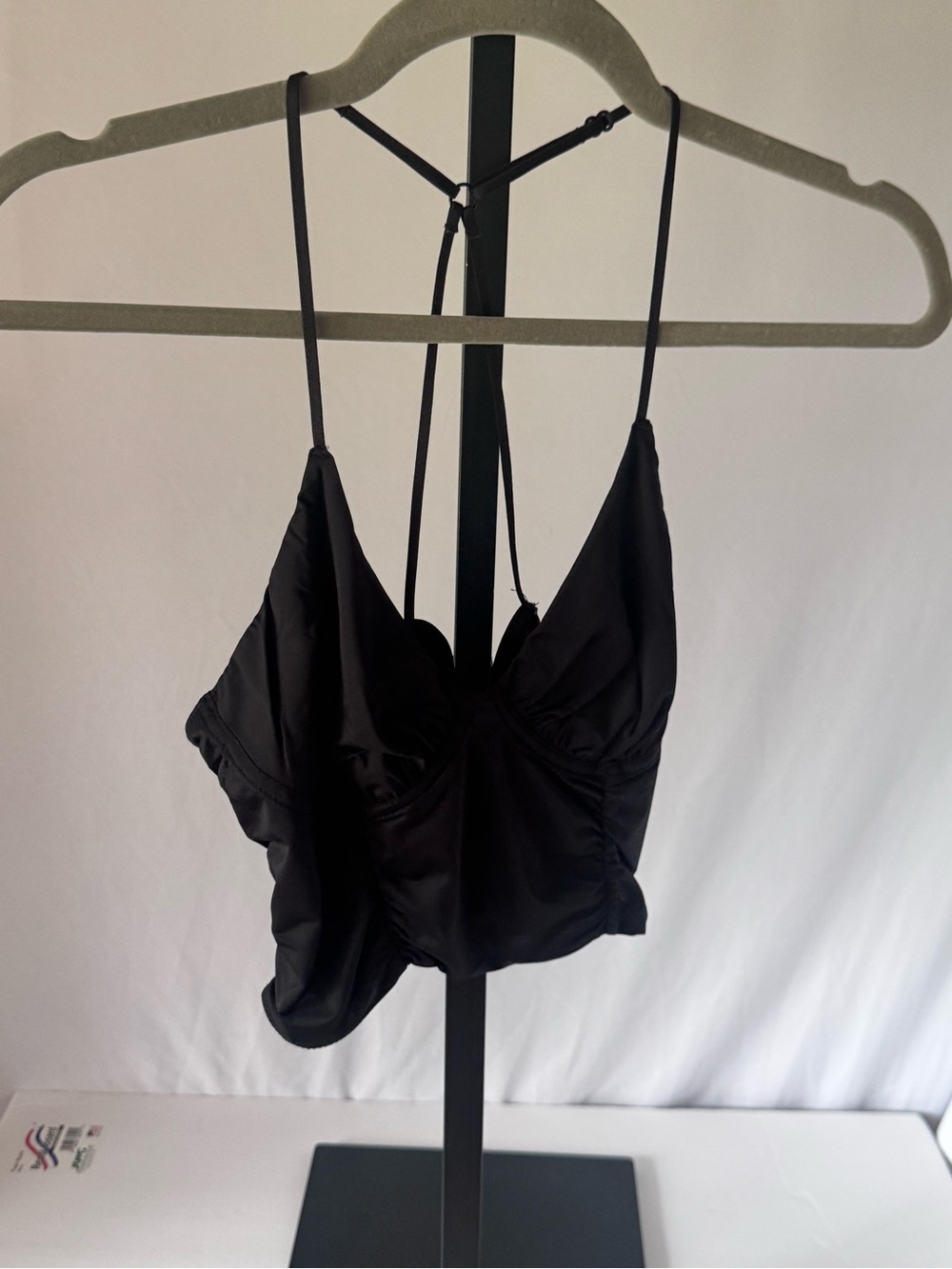 Black Satin Cami Top with Adjustable Straps size Large